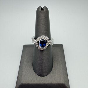 Diamond 1.54cts Sapphire 18K Gold Halo Statement Band Ring 12.10